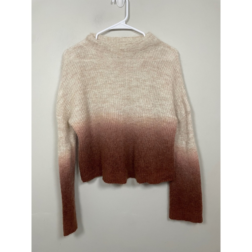 Cloth & Stone Mohair Wool Blend Mock Neck Dip Dye Sweater Size Large
